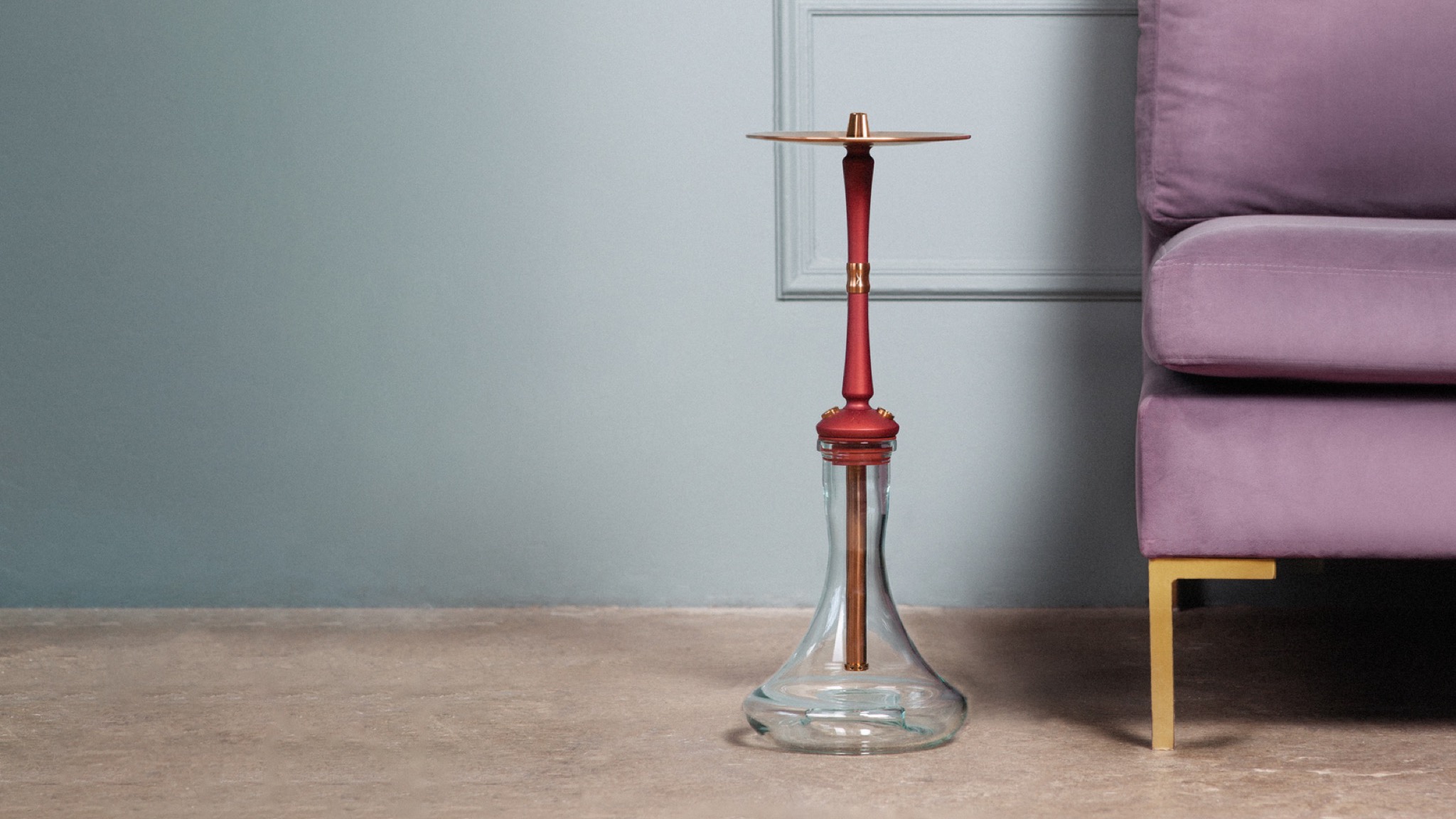 HOOB GO Wine Red hookah in an interior
